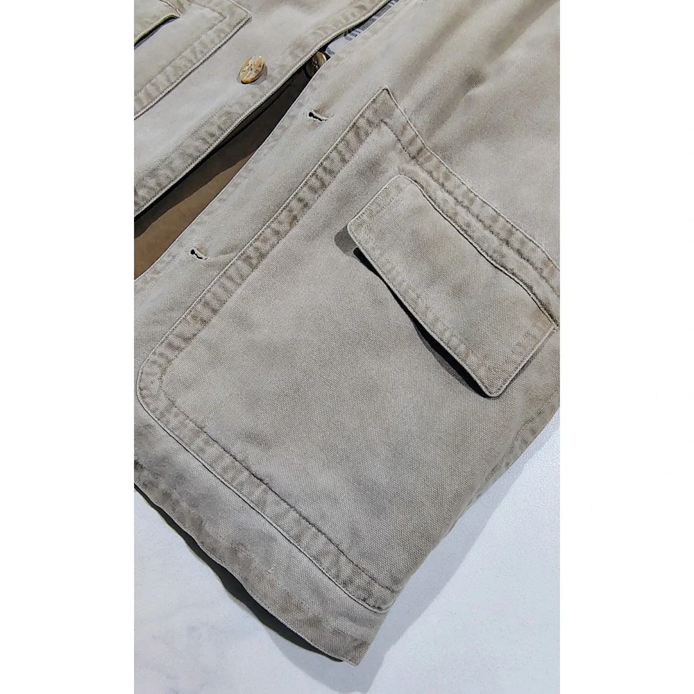 Vintage 80s Banana Republic Jacket  Mens Cotton Canvas Chore  Safari  Field XL